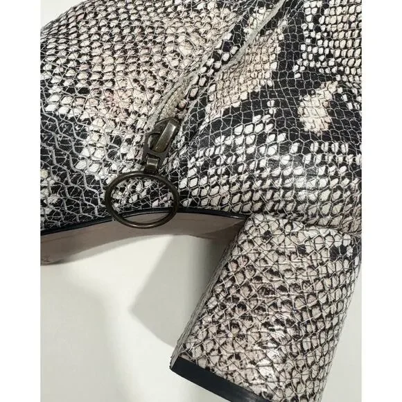 ABLE Celina Leather Snakeskin Block Heel Bootie Ankle Boots Size 7 - Picture 6 of 9